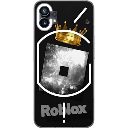 Kompatibelt Mobildeksel til Nothing Nothing Phone (1) Minimalistisk svart og sølvfarget Roblox-symbol med gylden krone og luksuriøs gamer-estetikk p