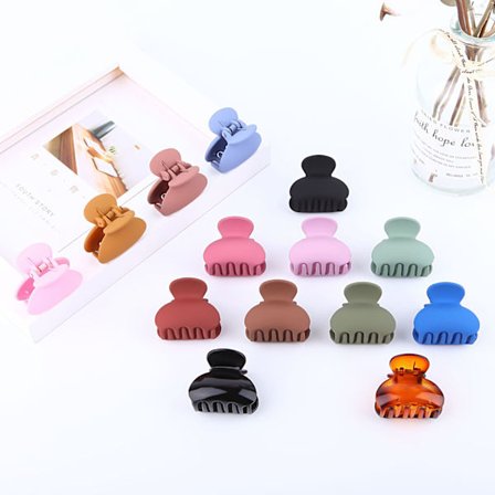 14 Små Doble Hårklyper med Taggar, Mini Krabbe i Ulike Farger, ZQKLA