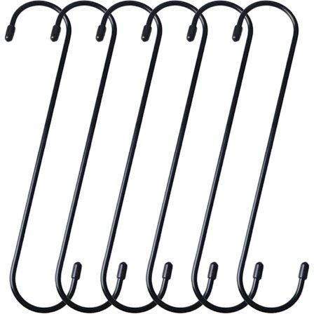 6-pak 25 cm Store S-kroge Lange Kroge til Hængende Planter Forlængerkroge til Køkkenredskaber Pergola Garderobe