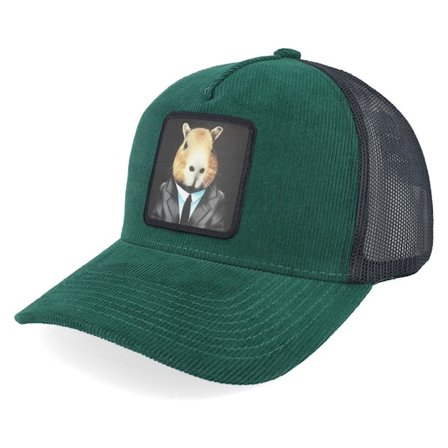 Iconic - Capybara Suit Cord Green/Black A-Frame Trucker Trucker Green Cap - @ Hatstore