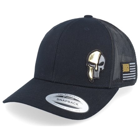 Army Head - Svart trucker Caps - Army Skull Usa Gold Patch Black Trucker @ Hatstore