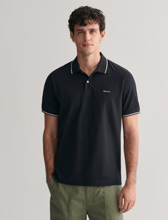 GANT Tipping Ss Pique Polo - Black - XXL