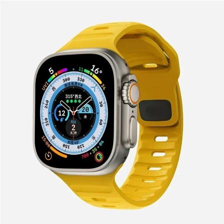 Silikonrem for Apple Watch Band 49mm 44mm 45mm 40mm 41mm 42mm 38mm Ultra 2 Sport Correa Armband iwatch Series 9 8 7 6 5 se yellow