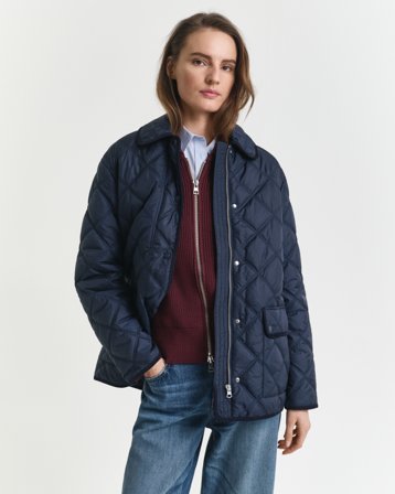GANT Damen Steppjacke mit Cordbesatz (XXL) Marineblau