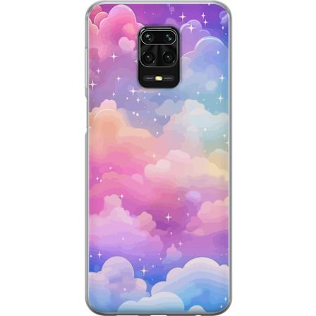 Kompatibelt Mobildeksel til Xiaomi Redmi Note 9S Søt enhjørning med regnbuefarget hår mot en stjernebelagt pastellbakgrunn i kawaii-stil