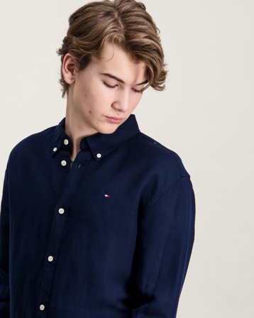 Tommy Hilfiger LINEN BLEND RELAXED SHIRT LS Blå Skjorter Gutt - Kids Brand Store