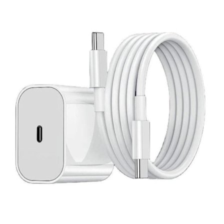 USB-C oplader kompatibel med iPhone og Samsung – Strømadapter 20W + 2 m kabel