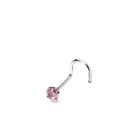 Skruvbar näspiercing i 925 sterling silver med 3 mm Rosa CZ