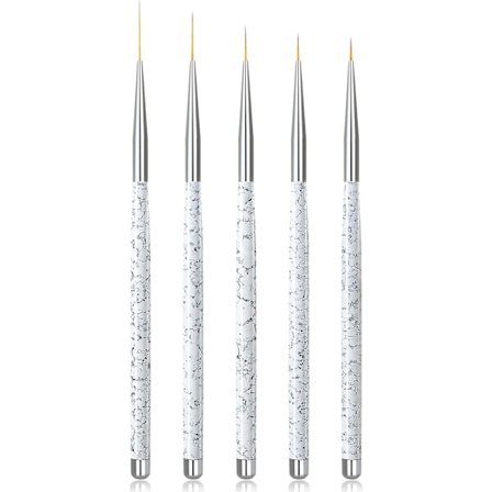 5 st Nail Detail Penslar (Vit), Nail Art Penslar, 8/9/10/15/21mm Nail Gel Pensel, Nail Art Penslar för DIY Nails Art Gel Ritningsdetaljer