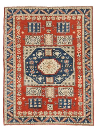 Alfombra Kazak Fine 147X198 Rojo Oscuro/Naranja (Lana, Afganistán)