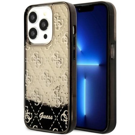 Guess GUHCP14LLC4PSGK iPhone 14 Pro 6,1" svart/svart hårdfodral Liquid Glitter 4G Transculent
