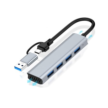 4-i-1 USB 3.0 Hub med 3 USB 2.0 Portar - Typ-C Dockningsstation, kompatibelt med Huawei, Samsung, APPLE, Garmin