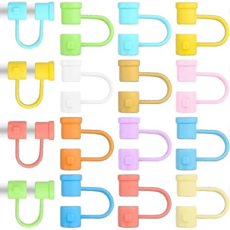 Silikonipillihattu 12 kpl Uudelleenkäytettävät juomapillien päät Pölytiiviit pillihatut 6-8 mm:n pilleille Hauska koristelu ja suojaus 12 väriä-ZZY