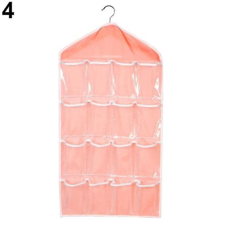 (Pink) Hjemme Foldbar Garderobe Sokker Sko Legetøj Undertøj Sortering Opbevaringspose Dør Væg Hængende