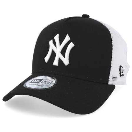 New Era - MLB Zwart trucker Cap - New York Yankees Clean 2 Black/White A-Frame Trucker @ Hatstore