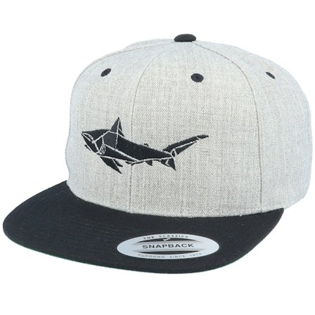 Origami - Grijs snapback Cap - Paper Shark Heather Grey/Black Snapback @ Hatstore