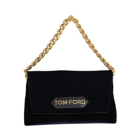 Tom Ford, Label Mini Chain Bag Blauw, Dames, Maat:ONE Size,leer