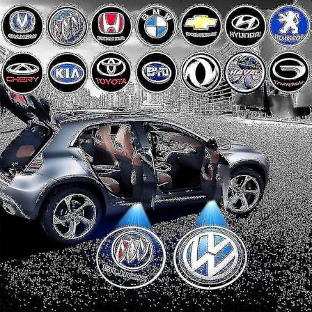 Case Pack Logo Projektor Trådløs Bil Dørlys Punch Free Adhesive Bil Merke Logo Projektor Lys Auto På/Av Bil Dekorasjon - WELLNGS