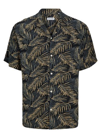 Jjejeff Tropical Aop Resort Shirt Ss Sn Black Jack & J S