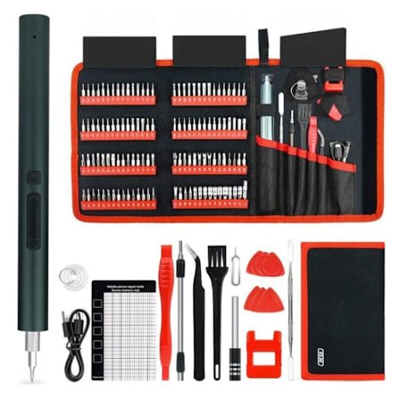 Præcisions elektrisk skruetrækker ES20, 137-i-1 trådløs med 120 bits, 2 hastighedsmomenter, bærbar til PC, telefoner, ure, elektronik - Mørkegrøn