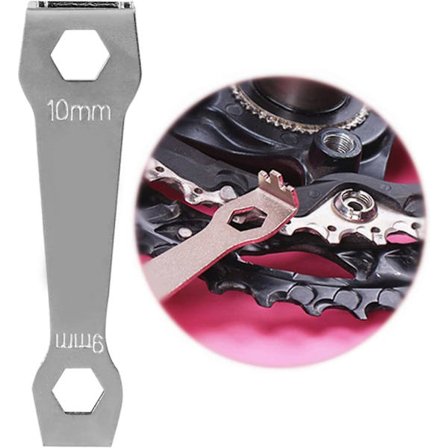 Polkupyörän jakoavain, pyörän ketjun pulttiavain, rattaiden pulttien kiinteä avain teräksinen pyörän korjaustyökalu kampiavaimen maastopyörälle (hopea