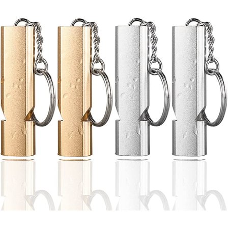 4 stk overlevelsesfløyte, dobbeltrørs aluminium nødfløyte,