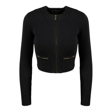 Elisabetta Franchi Knit Micro Vest , Zwart , Dames , Maat: M Hoodies & Sweatvesten