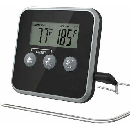Digital kötttermometer för kök med stor display för rökning ugn kök snacks grilltermometer med timer och rostfri temperatursond