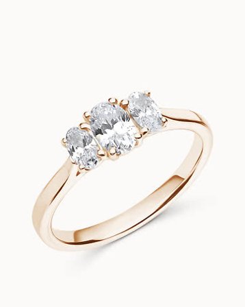 Three-stone Rings Ewa Ovala Diamonds Lab-Grown - 18K Rose Gold - Engagement Rings & Wedding Rings from Vanbruun