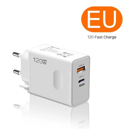 Total 120W USB-laddare GaN Typ C Snabbladdning Mobiltelefonladdare Adapter Snabbladdning Väggadapter För iPhone Xiaomi Samsung