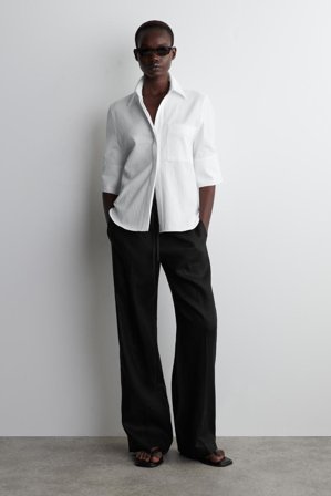 COS Women's Striped Seersucker Shirt in White