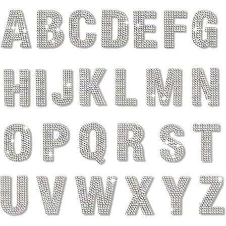 Glitter Rhinestone Alphabet Letter Stickers, 26 bokstaver selvklebende