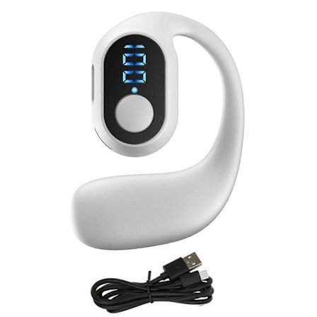 Digital Display Enkel Öronhängande Bluetooth Headset Öppet Bluetooth 5.3 Trådlöst Headset Hörlur Vit