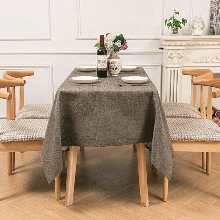 Vattenavvisande Tvättbar Rektangulär Bordsduk i Faux Linne 55x55 Tum, Fruktgrå