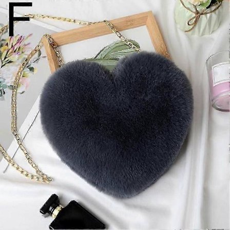 Hjerteformet Skuldertaske Faux Otter Hår Kærlighed Messenger Taske Mode Vintertaske 2025