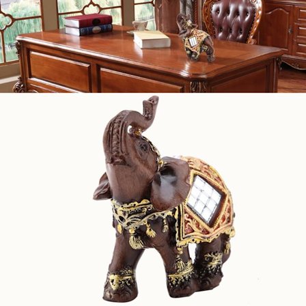Lucky Feng Shui Træ Korn Elefant Statue Skulptur Rigdom Figur Gave Hjem Indretning