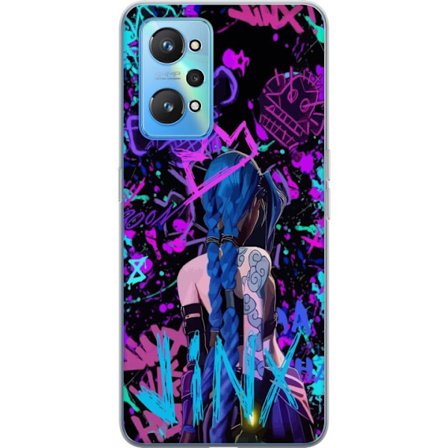 Yhteensopiva Puhelinkuori Realme Realme GT Neo2 Värikäs graffitipiirustus, jossa on sinipäinen hahmo urbaanissa katutaidetyylissä