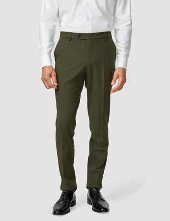 Shaping New Tomorrow - Essential Suit Pants - Moss Green Pinstripe - Slim Fit - Herre - Størrelse 40/34
