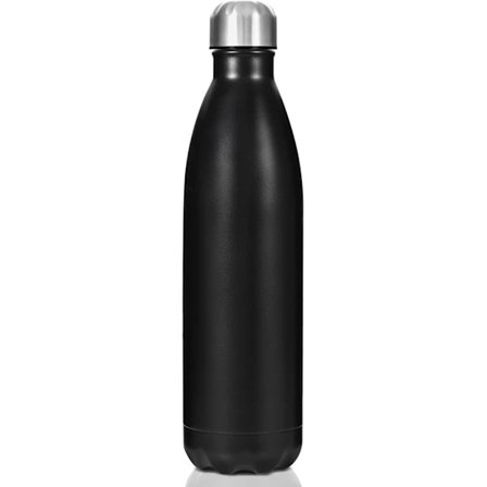 750 ml Rustfri Stål Isoleret Vandflaske - Dobbeltvægget Genanvendelig Vandflaske [12 timer Varm] - BPA-fri & Lækagesikker (Sort)