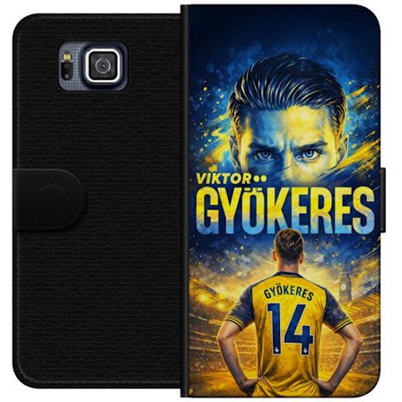 Kompatibelt Lommeboketui til Samsung Samsung Galaxy Alpha Viktor Gyökeres fotballplakat i gult og blått med dramatisk stadionbakgrunn, sportillustra