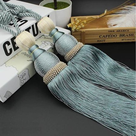 1 Par Tasselgardiner Tilbageholdere Hjem Dekorative Vindue Gardin Bold Tassels Tov Holdbacks (Lyseblå)