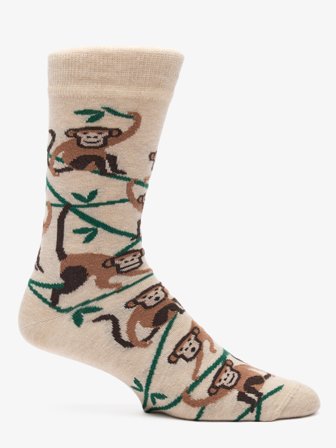John Henric Men's Beige Socks Motif Monkey Size Onesize