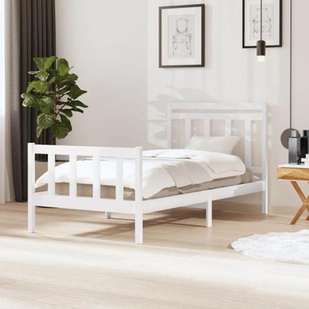 Vidaxl Sängram Vit Massivt Trä 100x200 Cm Vit