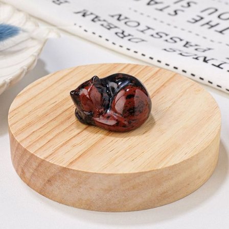 Naturlig kristall kattstatyett sovande kattstaty 4 4