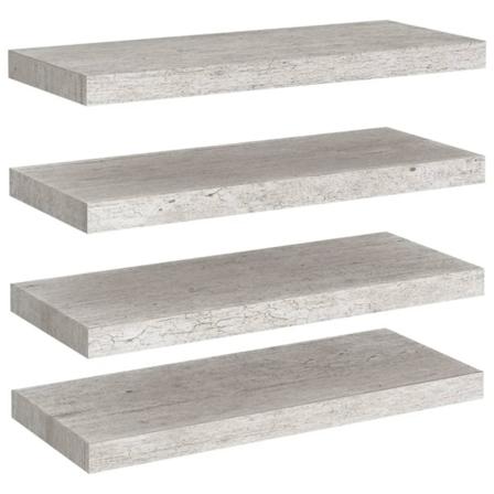 Vidaxl Svävande Vägghyllor 4 St Betonggrå 60x23,5x3,8 Cm Mdf Grå