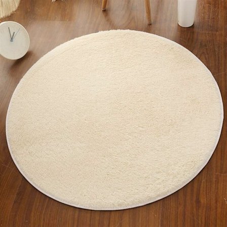 Monokrom matta fluffig hög matta rund hög polyester matta för vardagsrum sovrum beige 30cm diameter