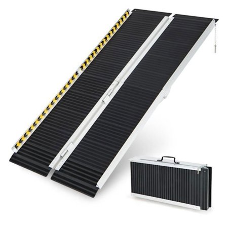 COSTWAY Rullstolsramp - Lastramp i aluminium med övergångsplatta - 272 kg - 152,5 x 74 x 8 cm