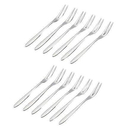 12 Mini Dessertgafler i Rustfritt Stål, 13 cm Kompatible med Ulike Merker