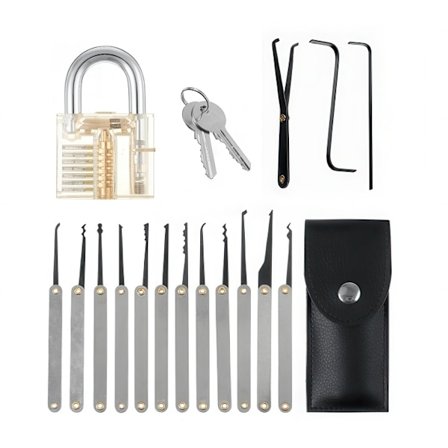 Transparent Øvelseslås / Træningslås med Låsesmedsværktøj – 19-Dele