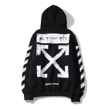 Randig Huvtröja Retro Pilar Off-White Hoodie Jacka Svart